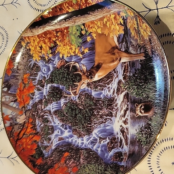 Collectors Plate,Stag Falls,Autumn Scene,NEW,Deer - Picture 2 of 4